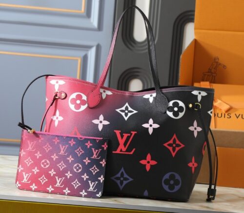 LV Louis Vuitton Spring 2022 Neverfull MM Bag In Midnight Fuchsia Carry-On Shoulder