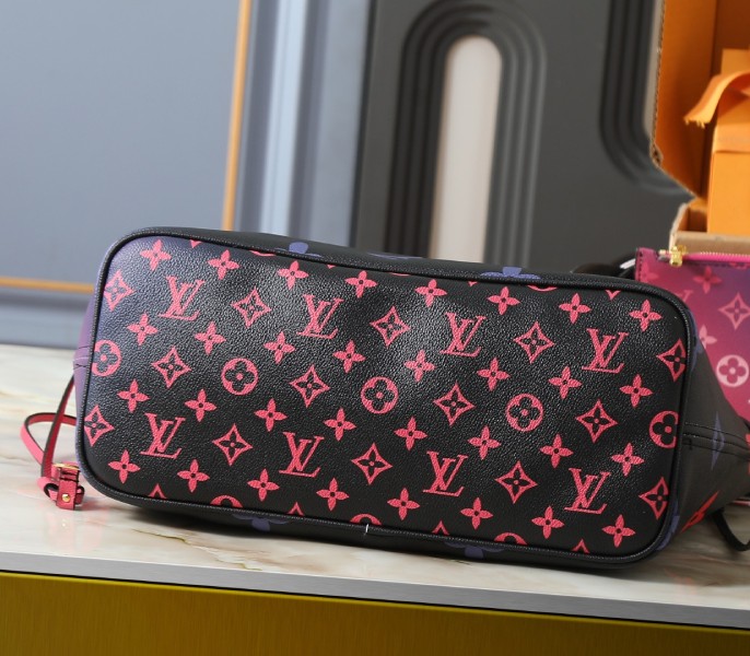LV Louis Vuitton Spring 2022 Neverfull MM Bag In Midnight Fuchsia Carry-On Shoulder - Image 5