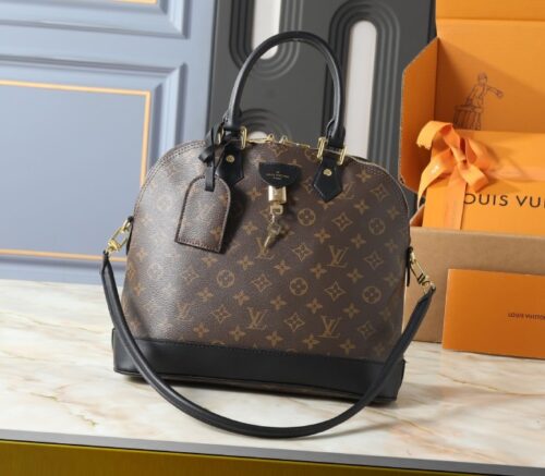Carry-On Shoulder Louis Vuitton Monogram Canvas Alma MM Soft Bag In Black Replicas