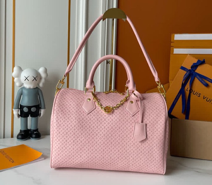 Louis Vuitton Replica Minigram Speedy Soft 30 Bag In Light Pink