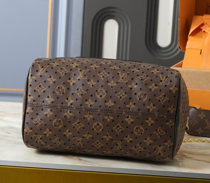 Monogram Canvas Perforation Speedy Soft 30 In Black - Image 4