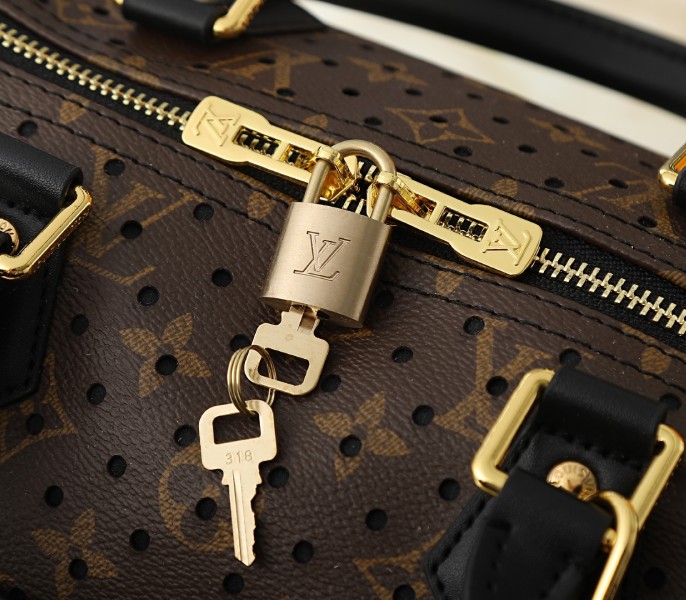 Monogram Canvas Perforation Speedy Soft 30 In Black - Image 6