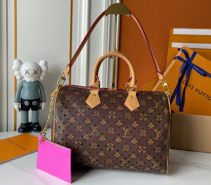 Monogram Canvas Perforation Speedy Soft 30 In Deep Pink - Image 2