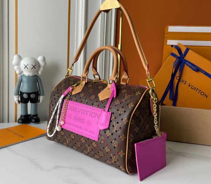 Monogram Canvas Perforation Speedy Soft 30 In Deep Pink - Image 4
