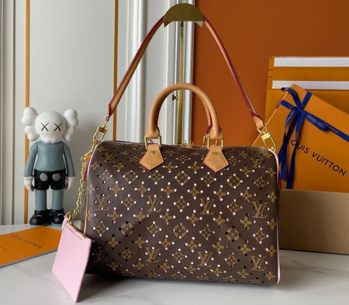 Monogram Canvas Perforation Speedy Soft 30 In Light Pink - Image 2