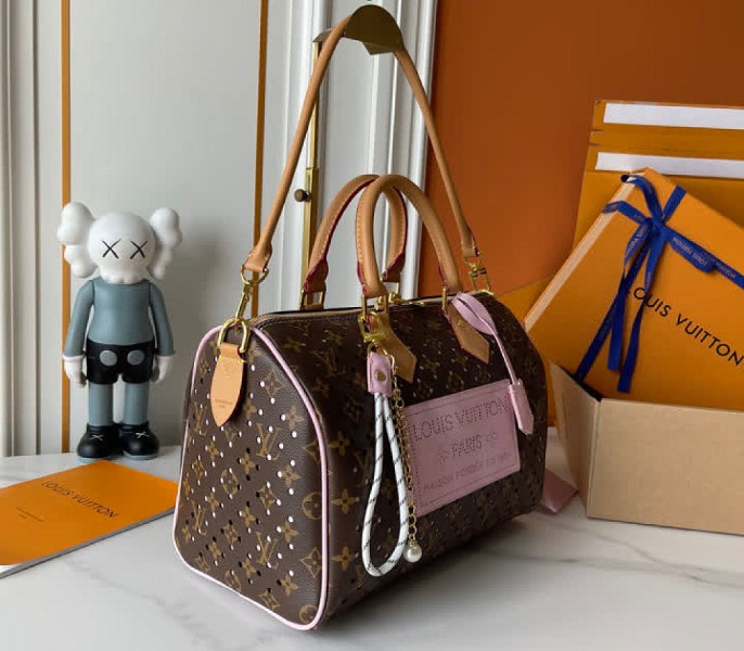 Monogram Canvas Perforation Speedy Soft 30 In Light Pink - Image 3