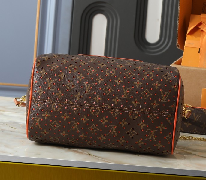 Monogram Canvas Perforation Speedy Soft 30 In Orange - Image 4